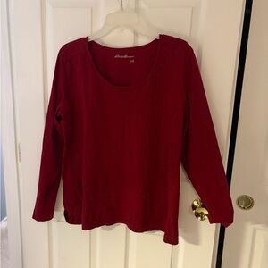 Eddie Bauer Women's Crimson Embroidered Long Sleeve Tee